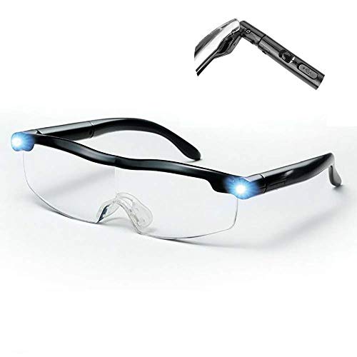 Occhiali presbiti a LED con ingrandimento portatile, occhiali da vista unisex con ingrandimento 160%, per regalo, lettura (1PCS)