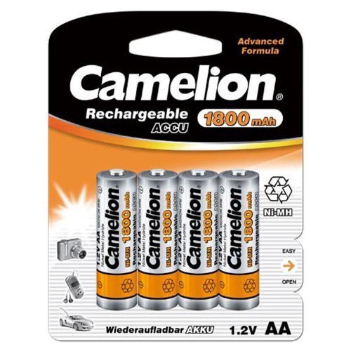 Camelion HR6 - Batterie AA Ni-Mh ricaricabili, 1,2 V, 1800 mAh, confezione da 4