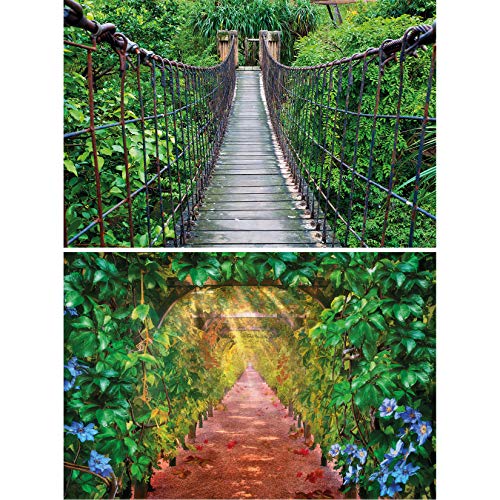 GREAT ART Set di 2 Poster XXL – Paradiso Verde – Ponte Sospeso e Viale del Vigneto Tropici Foresta Pluviale Natura Via della Vite Paesaggio Decorazione Murale (140 x 100cm)