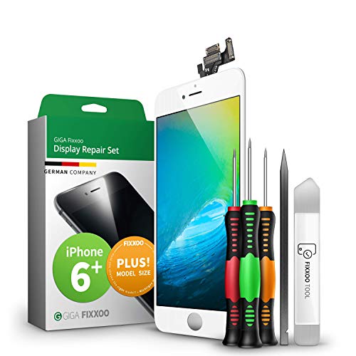 GIGA Fixxoo Kit di Ricambio per Schermo di iPhone 6 Plus, Completo con LCD Bianco, Touch Screen Display Retina in Vetro, Fotocamera e Sensore di Prossimità - Guida per Riparazione Facile & Veloce