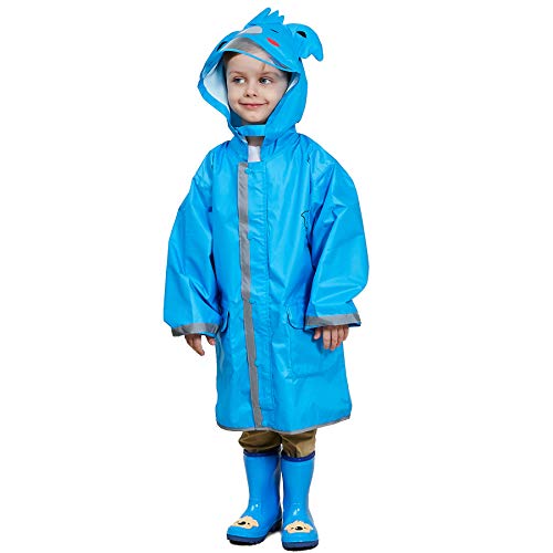 Bwiv Impermeabile Bambina Poncho Pioggia Bambino Mantella Antipioggia Bimbo con Striscia Riflettente Leggero per I Bambini 2-10 anni Blu(Koala) Marca L 6-10 anni/Statura: 125-150cm