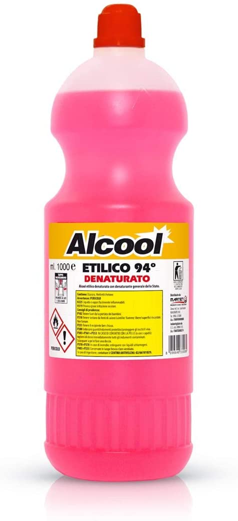 MARTEN Alcool etilico denaturato 94° 1000 ML | Alcool 1 litro Prodotto Professionale, disinfettante