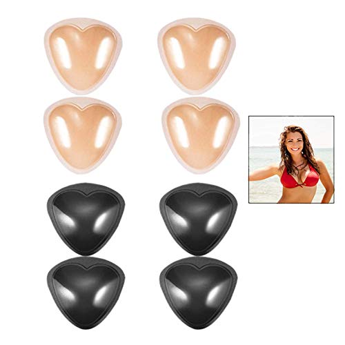 iwobi 4 Paia Reggiseno Adesivo,Imbottiture Reggiseno Autoadesivi Inserti Rimovibile Push Up per Costume da Bagno Bikini Donna