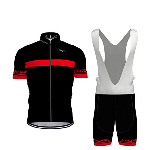Hengxin Body Tuta Ciclismo Completo Bici Uomo Estivo con Maglia e Pantaloncini Corti Imbottiti (Rosso, XXXX-Large)