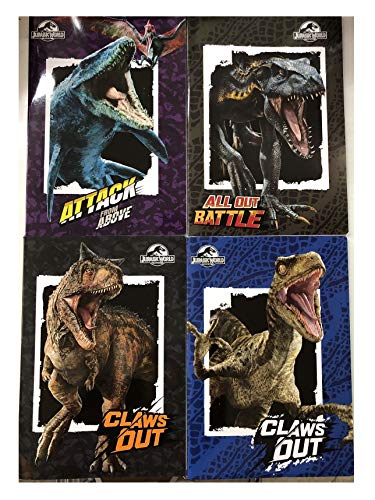 QUADERNONE QUADERNO Jurassic World 4 pezzi SCUOLA rigatura B + omaggio portachiave fischietto + omaggio segnalibro