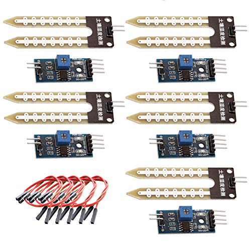 AZDelivery 5 x Sensori di Misurazione Umidità del Suolo Igrometro Moduli Umidità del Suolo per Arduino con eBook