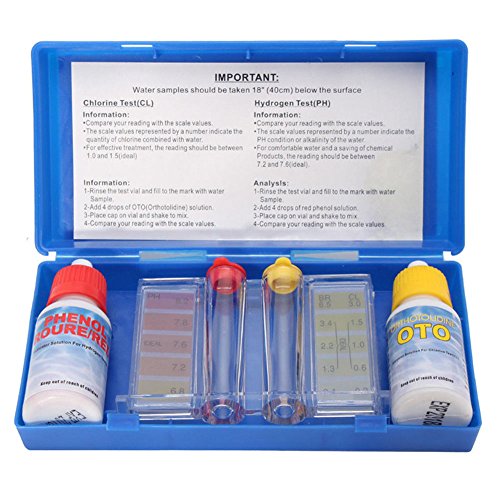 Domeilleur - Kit per il test del pH e del cloro dell’acqua, misuratore del pH e del cloro dell’acqua di piscine e spa, test indicatore con tabella con codice a colori