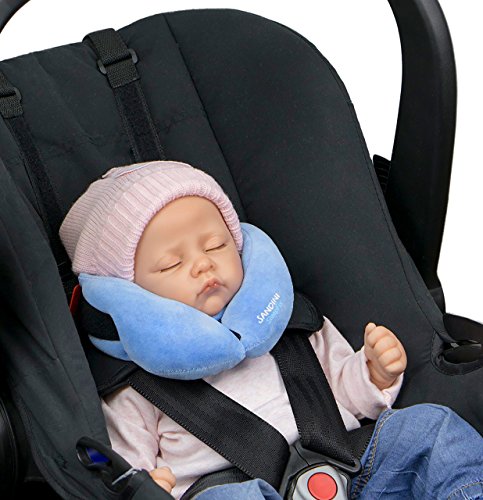 SANDINI SleepFix® Baby - cuscino per il collo - Accessorio per seggiolino per bambini per auto/bici/viaggi - Poggiatesta/riduzione per seggiolino/Impedisce l'inclinazione della testa durante il sonno