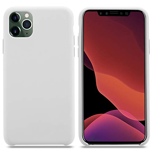 THBY Cover iPhone 11 PRO Max, Custodia Silicone Liquido Antiurto con Fodera Microfibra Morbida Anti-Graffio Case Silicone Ultra Sottile Protettiva Cover per Apple iPhone 11 PRO Max. (6.5 inch,Bianco)