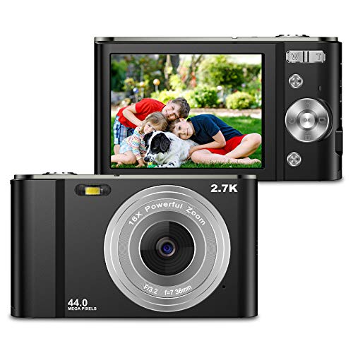 ZORNIK Fotocamere Digitali Compatte 2,88 Pollici LCD Ricaricabile HD 44 Mega Pixel, Zoom Digitale 16x, Studenti per Adulti/Anziani/Bambini (black)