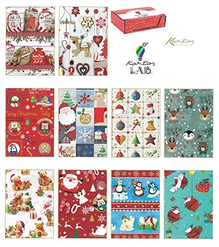 kartos ITDSTORE Carta da Regalo Natalizia Fantasie Assortite-Soggetti Vari (10 Fogli) (Teen Agers)