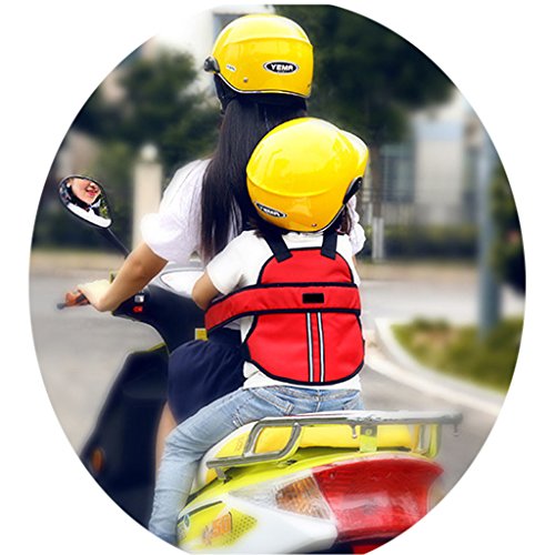 Vine Cintura di sicurezza bambini di sicurezza per moto/auto elettrica/Bicicletta regolabile(Rosso)