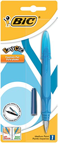 BIC EasyClic Standard - Penna stilografica, media, con inserimento cartucce laterale, fusto in colori assortiti