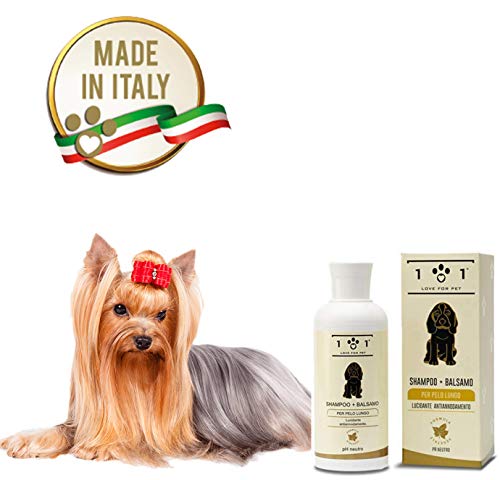 Shampoo + Balsamo Naturale e Vegetale - Delicato e Profumato - per Cani dal Pelo Lungo, Linea 101, 250ml