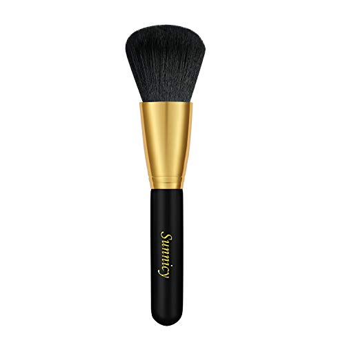Kabuki Large Bronzer Brush Loose Powder Foundation Make up Pennello per Blending Blush Makeup (Nero-oro)