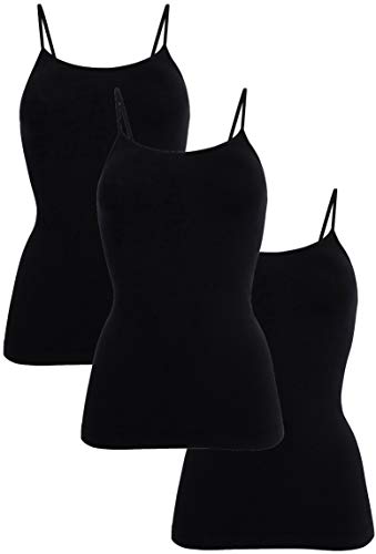 UnsichtBra - Canottiera intima da donna, senza ferretto, confezione da 3 pezzi, colore: bianco, nero o beige 3 x nero Small/Medium