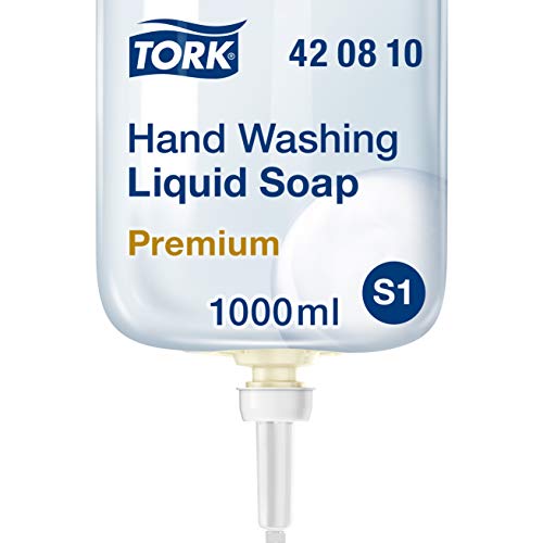 Tork 420810 Sapone liquido lavamani premium, compatibile con sistema S1, delicato, 1 x 1000 ml (1000 dosi), senza profumo e coloranti, trasparente