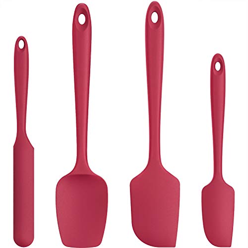 U-Taste Set 4 Spatole in Silicone - Cucchiai e Spatole Resistenti al Calore Fino a 315ºC - Silicone Antiaderente con Nucleo in Acciaio Inossidabile (Rosso)