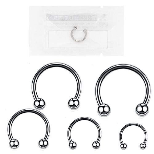 WARRIOR Piercing Ferro Cavallo Circolare Barbell Septum Nose Trago Helix cartilagine Sterile in Titanio G23 Misura Singolo Pezzo Misura 16G(1.2mm) Singolo Pezzo(14)