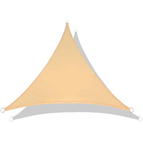 LOVE STORY Tenda da Vela Parasole Impermeabile(PES) Triangolare 4×4×4m Sabbia Protezione UV per Terrazza Campeggio Giardino Esterno