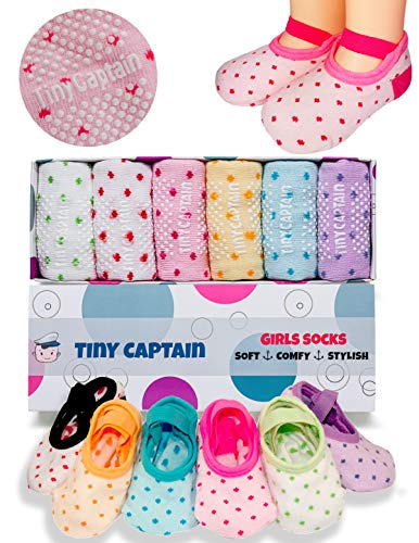 Tiny Captain Calzini per Bambini Calzini Antiscivolo Cotone 6 Colori per 8-36 Mesi Neonati e Bambini - 6 Paia Colorati, 1 - 3 anni