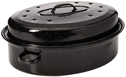 Russell Hobbs BW07215-Casseruola da Forno in Acciaio con Coperchio Che trattiene l'umidità, Romano, Nero, Metallo, 38 cm