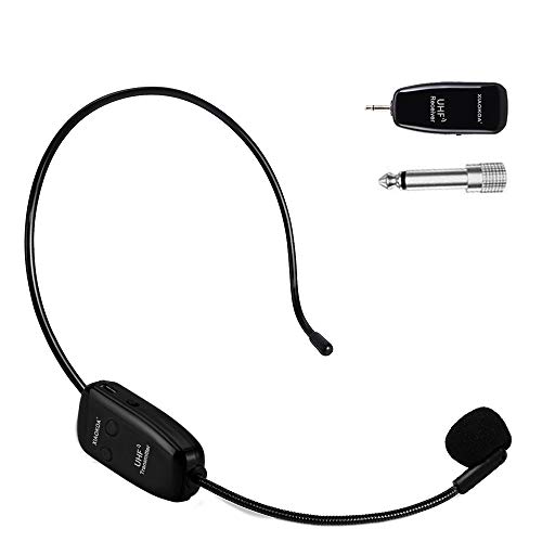 XIAOKOA wireless microfono,UHF Microfono Senza fili, 50 m Di Trasmissione Wireless,Archetto e Palmare 2-in-1,per Guida Turistica/Insegnamento/Promozione/Discorso