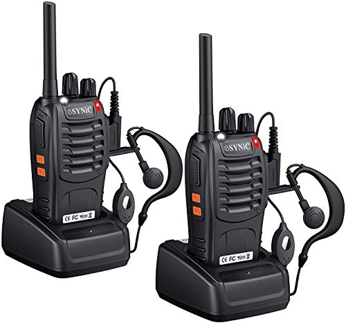 ESYNiC 2pz Walkie Talkie Due-Via Radio PMR 446MHz 0.5W Frequenza Civile - FM 16CH Singola Banda Ricetrasmittente Handheld per Negozio Sopravvivenza Ciclismo Escursione con USB Caricabatterie