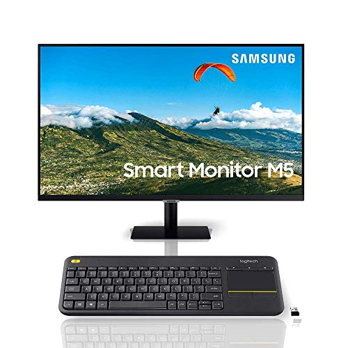 Samsung Monitor Smart M5 da 27”, 16:9, Full HD, TV Smart Hub, WiFi, HDMI, USB, No TV Tuner + Logitech K400 Plus Tastiera Wireless per TV, PC, Home Theater‎, Tasti Personalizzabili, Windows, Android