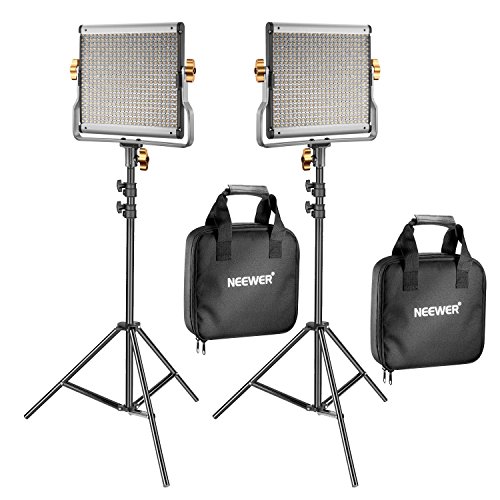 Neewer 2 Kit d’Illuminazione Luce 480 LED Bicolore Dimmerabile & Cavalletto: Faretto LED 3200-5600K CRI 96+ con Staffa-U & 190cm Cavalletto per YouTube Fotografia Registrazioni Video in Studio