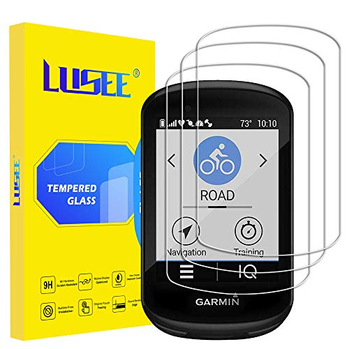 Lusee 3 Pezzi Vetro Temperato per Garmin Edge 830 / Garmin Edge 530 Pellicola Protettiva [Durezza a 9H] [Chiaro HD] Anti Graffio/Anti Impronta 2.5D per Schermo per Garmin Edge 830/530