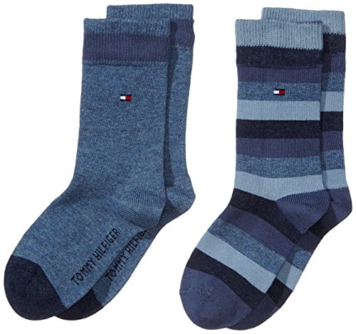 Tommy Hilfiger - Th Kids Basic Stripe Sock 2 Paia, Calze per bambini e ragazzi, blu(blau (jeans 356)), taglia produttore: 31-34