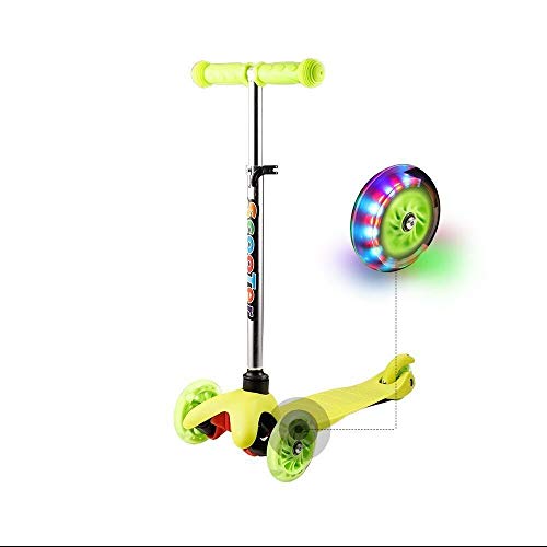 Profun Monopattino 3 Ruote Scooter con Luci LED Manubrio Altezza Regolabile 57-69cm con Freno Posteriore per Bambini 3-6 Anni, Verde