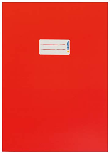 HERMA 19748 - Copertina per quaderno, formato A4, con etichetta per scrivere, in cartone robusto e resistente, colore: Rosso