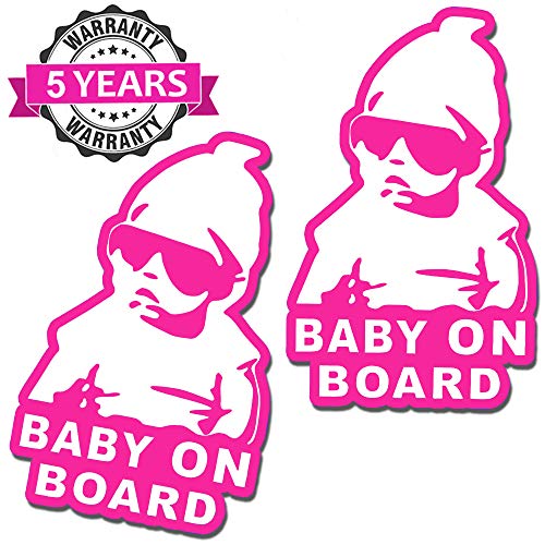 SkinoEu® 2 x Adesivi Vinile Stickers Autoadesivi Bimbo a Bordo Baby On Board Bambino per Auto Moto Finestrino Porta Tuning B 171