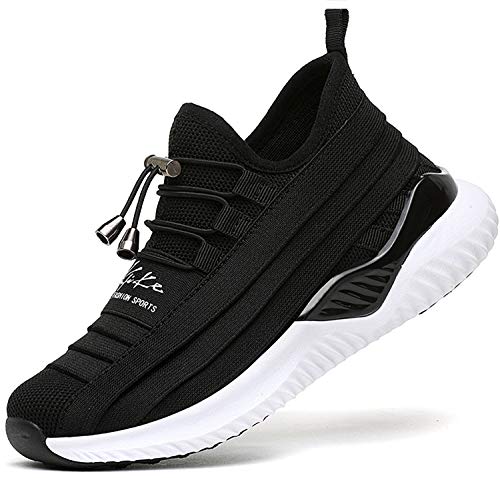 Scarpe Sportive Bambini e Ragazzi Scarpe da Corsa Ginnastica Respirabile Mesh Running Sneakers Fitness Casual(B-Nero,33 EU)