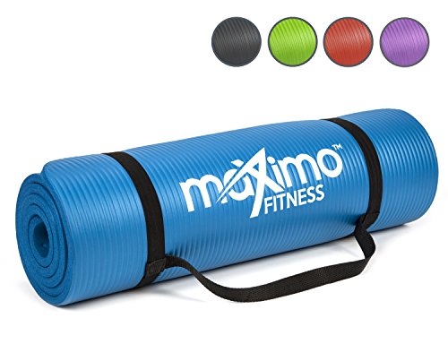 Maximo Fitness Tappetino per Esercizio Fisico Tappetino da Palestra NBR di Alta qualità – Extra Spesso 12 mm, Multiuso – Perfetto per Yoga, Pilates, Addominali. (Blue)