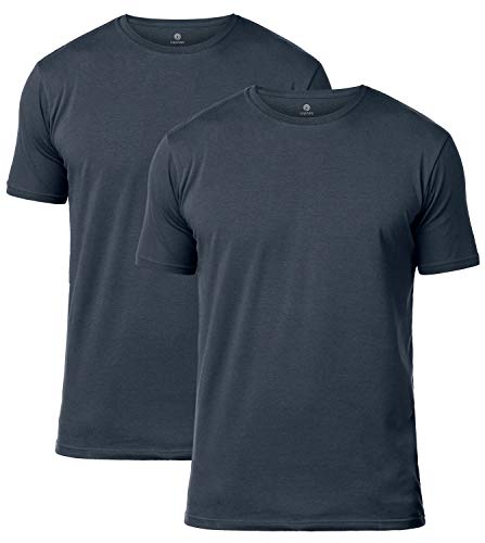 LAPASA Uomo T-Shirt Pacco da 2 –Cotone ELS Premium- Maglietta Girocollo Soffice e Flessibile Slim Fit Maniche Corte M05 (XL, Grigio 2)