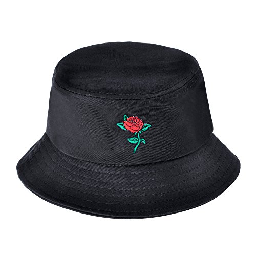ZLYC - Cappello da pescatore, alla moda, ricamato, unisex, per estate - Nero - Taglia unica
