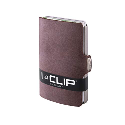 I-CLIP ® Portafoglio Soft-Touch Marrone, Metallic-Grey (Disponibile in 8 Versioni)