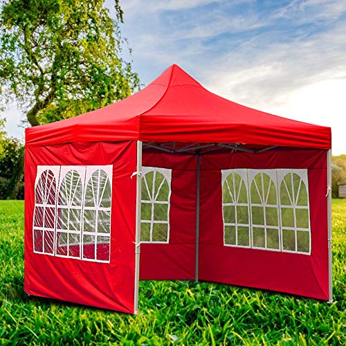 Gazebo da giardino, tendone laterale, tenda con pannello antipioggia e vento, accessori per tenda per esterni, impermeabile, tessuto Oxford anti-UV, 3 x 3 m