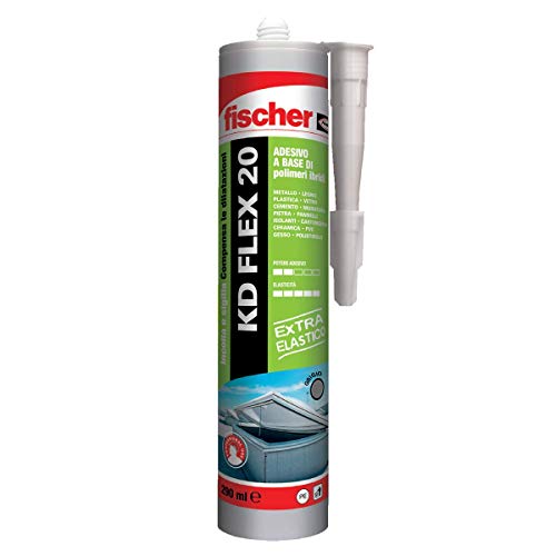 Fischer KD FLEX 20 Grigio, Sigillante adesivo per sigillatura e incollaggio di giunzioni soggette a dilatazioni, 290 ml, 545168