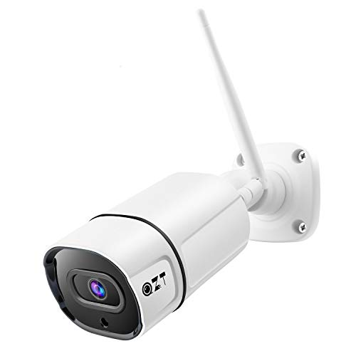 Telecamera Wifi Esterno, QZT Telecamere di Sorveglianza per 3 MP con Visione Notturna / IP66 Impermeabili, Rilevamento del Movimento, Audio Bidirezionale, Allarme Deterrente - iOS, Android