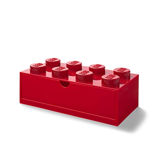 Room Copenhagen 40211731 Lego-Cassettiera impilabile con 8 pomelli, Rosso, 8 Bottoni