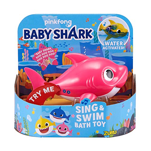 ZURU ROBO ALIVE JUNIOR- Robo Alive Junior Mommy Shark-Giocattolo da Bagno a Batteria per cantare e Nuotare, Colore Rosa, 25282D