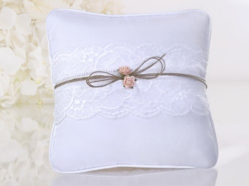 Anello cuscino bianco 16 x 16 cm albicocca i grumoli punta alto tempo cuscino anello cuscino nastro di iuta anello portatore pillow PKWM2