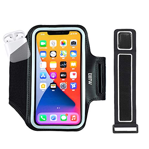 Fascia da Braccio con Borsa Airpods - EOTW Portacellulare Porta Auricolare Bluetooth Braccio per iPhone 12/12 Pro/11/XR, Samsung S20/S10+, Redmi Note 9 Pro Porta Smartphone Fascia Running per 5-6.7''