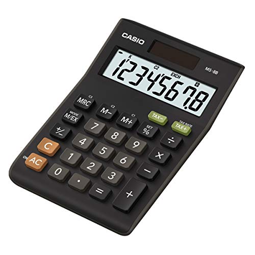 CASIO MS-8B calcolatrice da tavolo - Display a 8 cifre, calcolo Imposte e doppia alimentazione