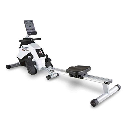 BH Fitness Aquo Dual - Vogatore magnetico pieghevole con volano d'inerzia da 5,5 Kg, Unisex-Adulti, bianco/nero, 179x50x53 cm