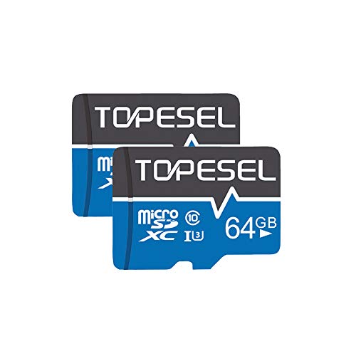 TOPESEL Scheda Micro SD da 64 GB, Scheda di Memoria MicroSDXC fino a 85 MB/s, UHS-I, classe 10, U3 (2 pezzi)